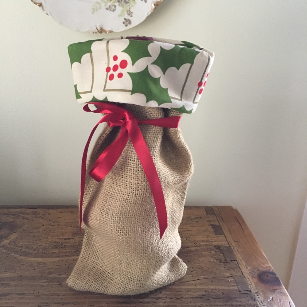 Holiday handmade wine bag.